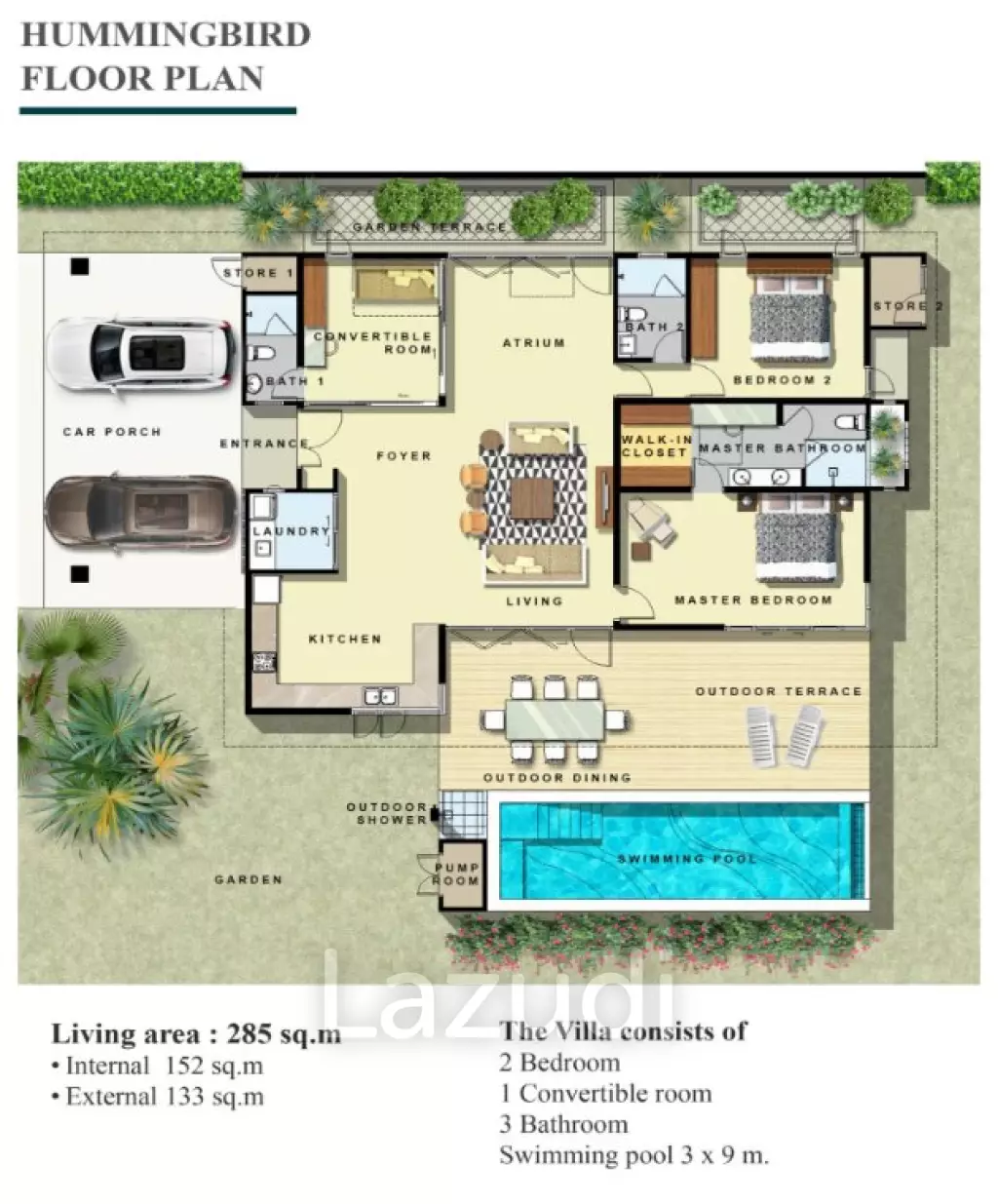 2 Bed 3 Bath 285 SQ.M Sanctuary Lakes Hua Hin