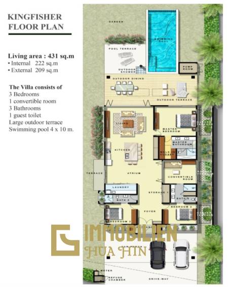 3 Bed 3 Bath 431 SQ.M Sanctuary Lakes Hua Hin