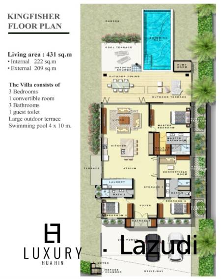 3 Bed 3 Bath 431 SQ.M Sanctuary Lakes Hua Hin