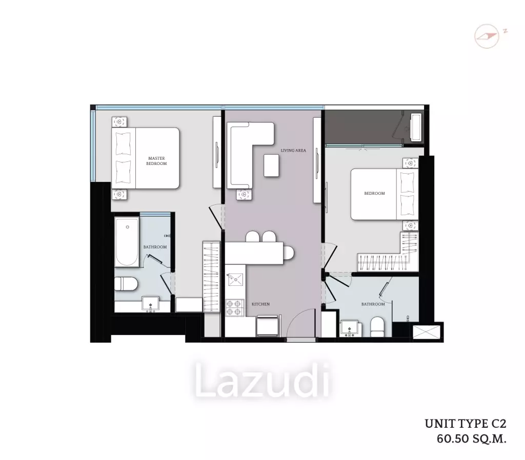 2 Bed 2 Bath 60.50 SQ.M. CLOUD Residences SKV23