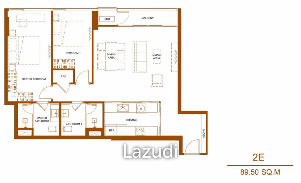 2 Bed 2 Bath 89.50 SQ.M SHUSH Ratchathewi