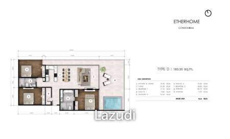 3 Bed 3 Bath 182.2 SQ.M Etherhome Seaview Condo