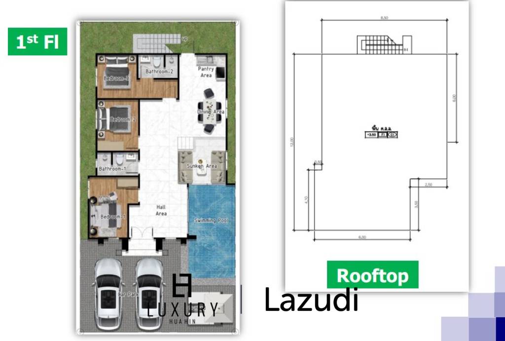 Вилла 287 кв.м. 3 Кровать 2 Ванна