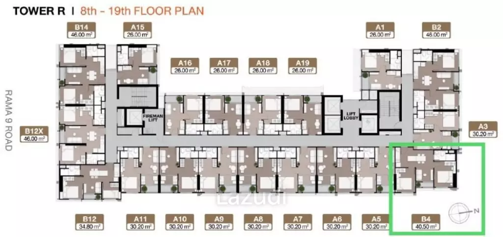 2 Bed 1 Bath 40 SQ.M Nue District R9