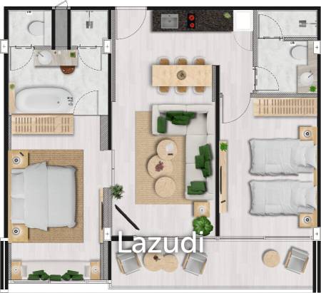 2 Bed 2 Bath 88.5 SQ.M Melia Karon Condominium