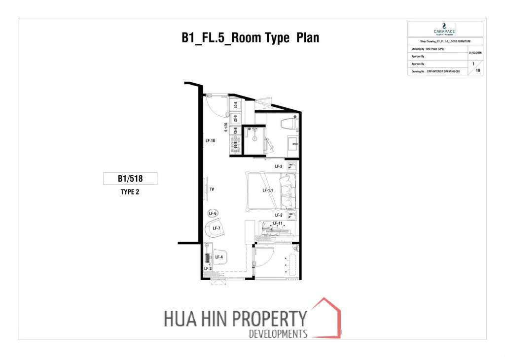 1 Bed 1 Bath 29.71 SQ.M. CARAPACE Huahin-Khaotao