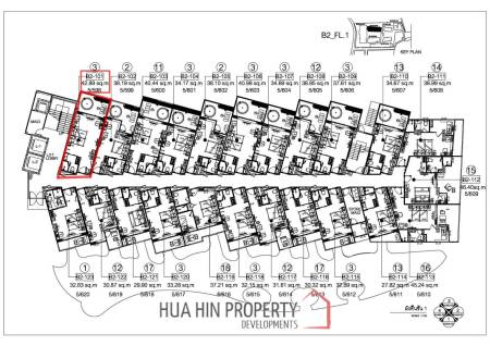 1 Bed 1 Bath 42.89 SQ.M. CARAPACE Huahin-Khaotao