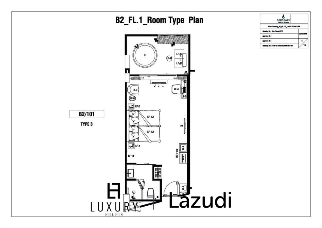 1 Bed 1 Bath 42.89 SQ.M. CARAPACE Huahin-Khaotao