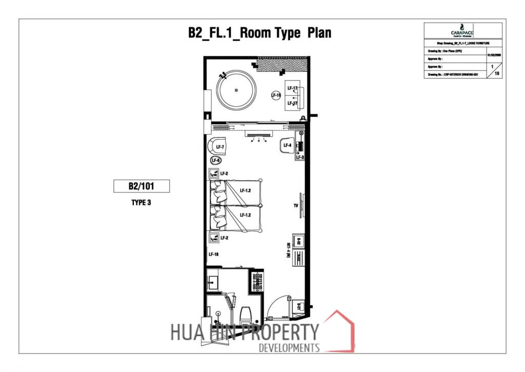 1 Bed 1 Bath 38.99 SQ.M. CARAPACE Huahin-Khaotao