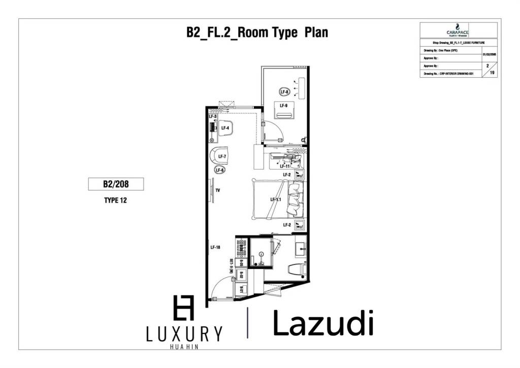 1 Bed 1 Bath 32.35 SQ.M. CARAPACE Huahin-Khaotao