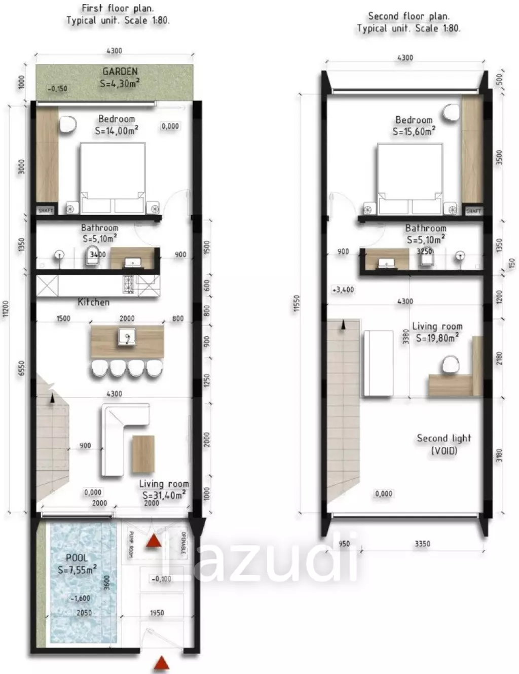 2 Bed 2 Bath 91 SQ.M Oasis III Townhouse