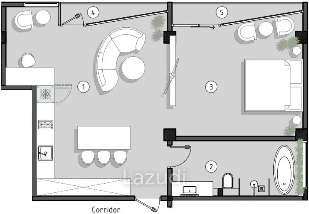 1 Bed 1 Bath 65 SQ.M Oasis III Apartment