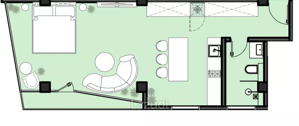 Studio 1 Bath 48.70 SQ.M Oasis III Apartment