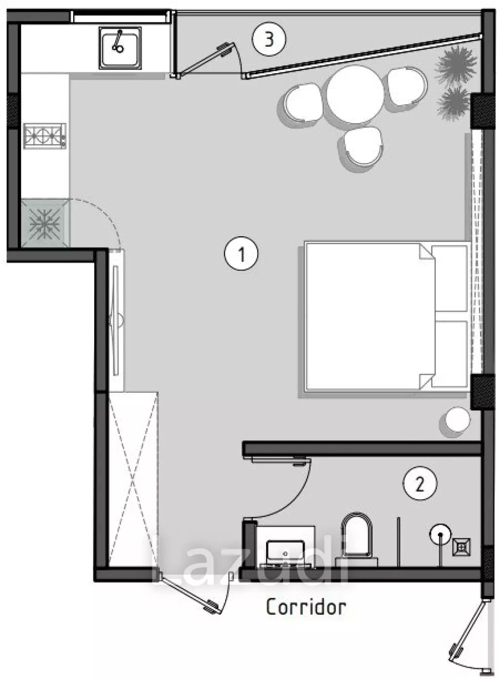 Studio 1 Bath 33.9 SQ.M Oasis III Apartment