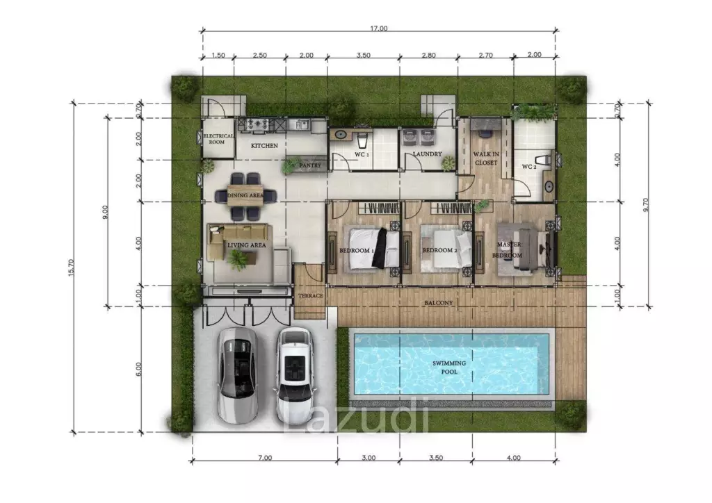 3 Bed 2 Bath 252 SQ.M  Khar Luek