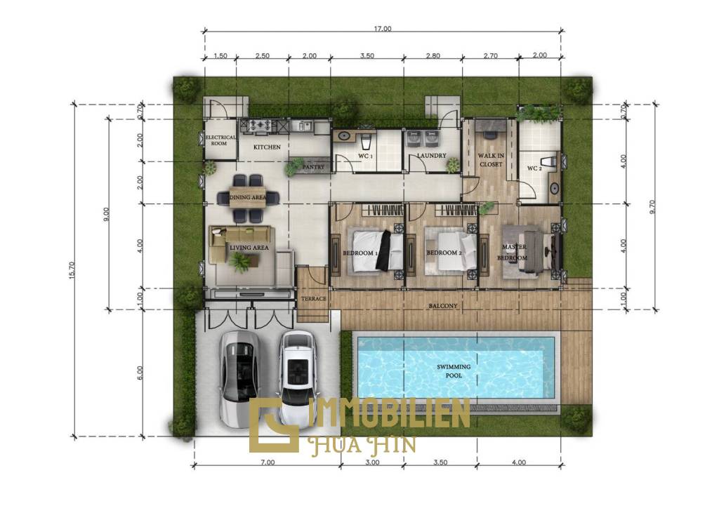 3 Bed 2 Bath 136 SQ.M  Khar Luek