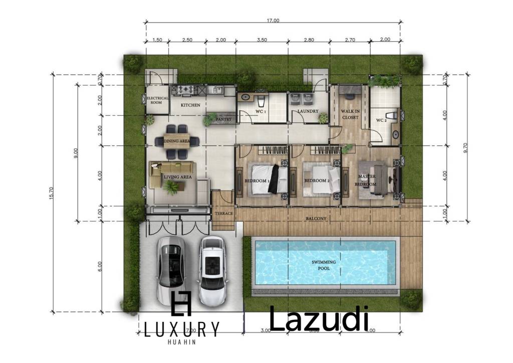 3 Bed 2 Bath 136 SQ.M  Khar Luek