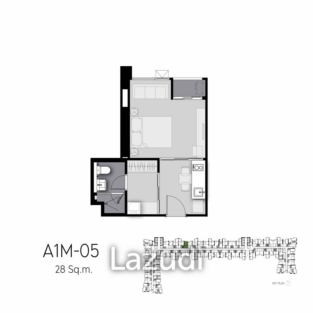 Studio 1 Bath 28.65 SQ.M. Life Sathorn Sierra