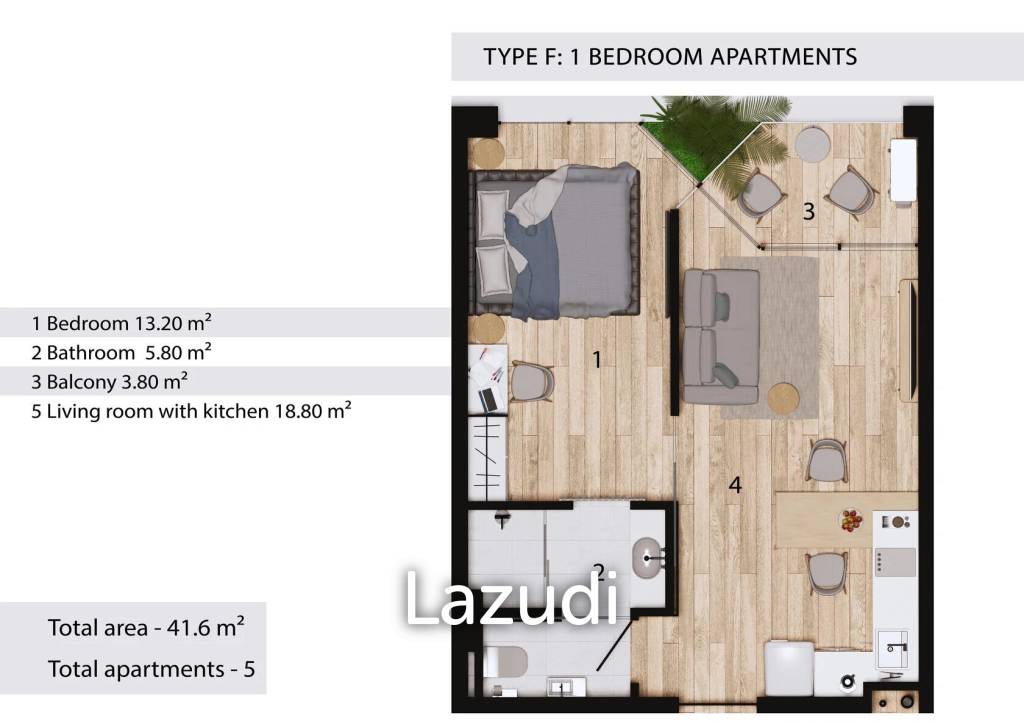 1 Bed 1 Bath 41.60 SQ.M California Rawai