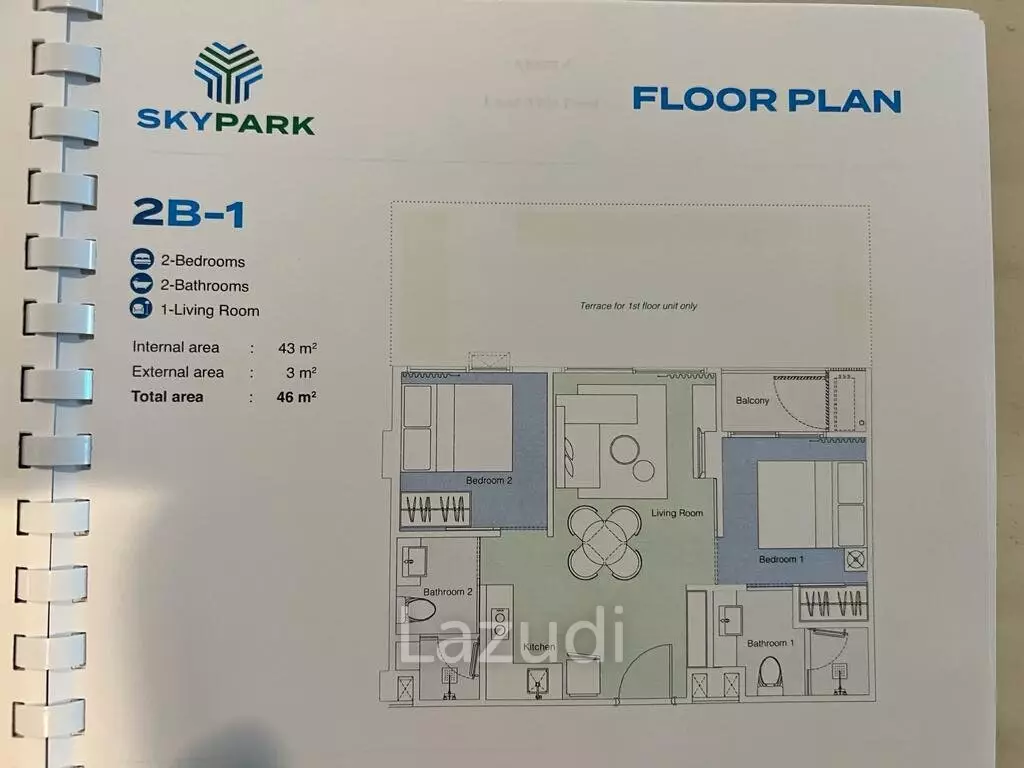 COSY 2 BEDROOM UNIT IN SKYPARK BUILDING C