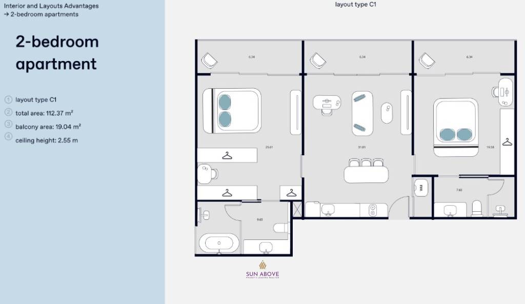 2 Bed 2 Bath 112.37 SQ.M Essence Residence