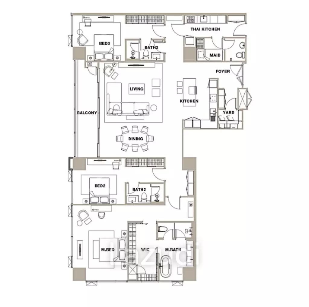 3 Bed 3 Bath 216 SQ.M The Residences at Sindhorn Kempinski