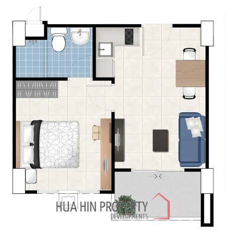 1 Bed 1 Bath 34.30 SQ.M My Style Condo Hua Hin 102