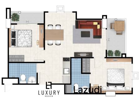 2 Bed 2 Bath 74.53 SQ.M My Style Condo Hua Hin 102
