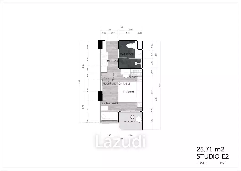 Studio 1 Bath 23.96 SQ.M Albar Peninsular Condominiums