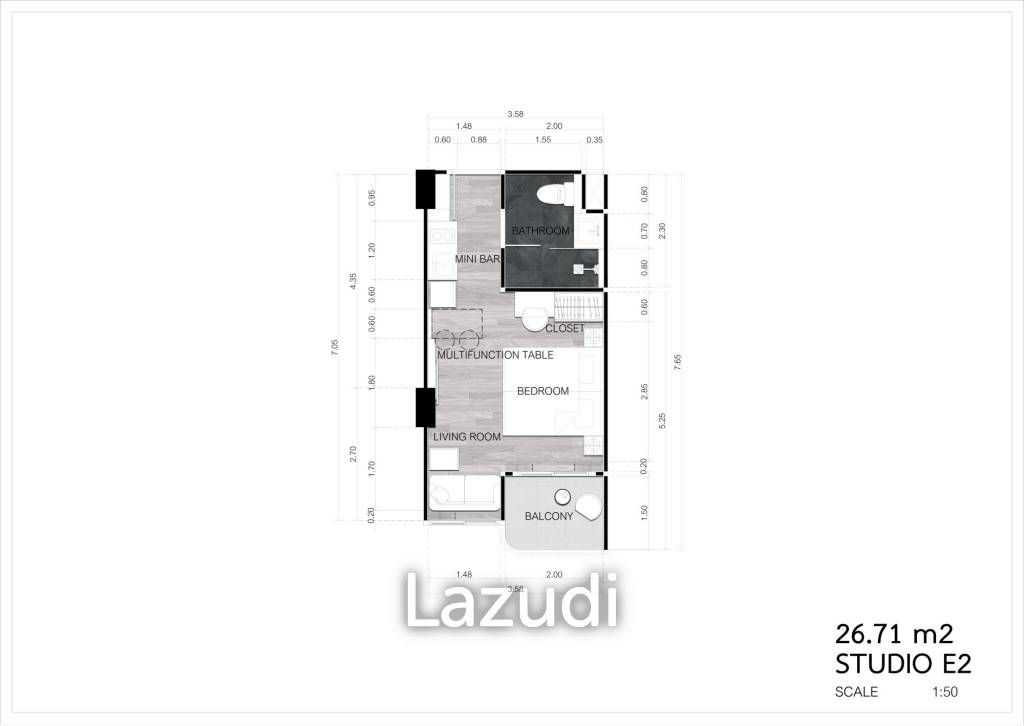 Studio 1 Bath 23.96 SQ.M Albar Peninsular Condominiums