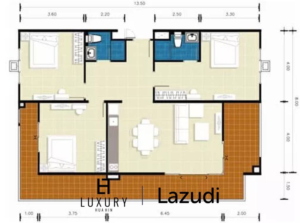 3 Bed 2 Bath 124.98 SQ.M The 88 Condo Huahin