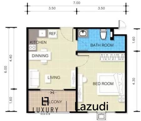 1 Bed 1 Bath 40.96 SQ.M The 88 Condo Huahin