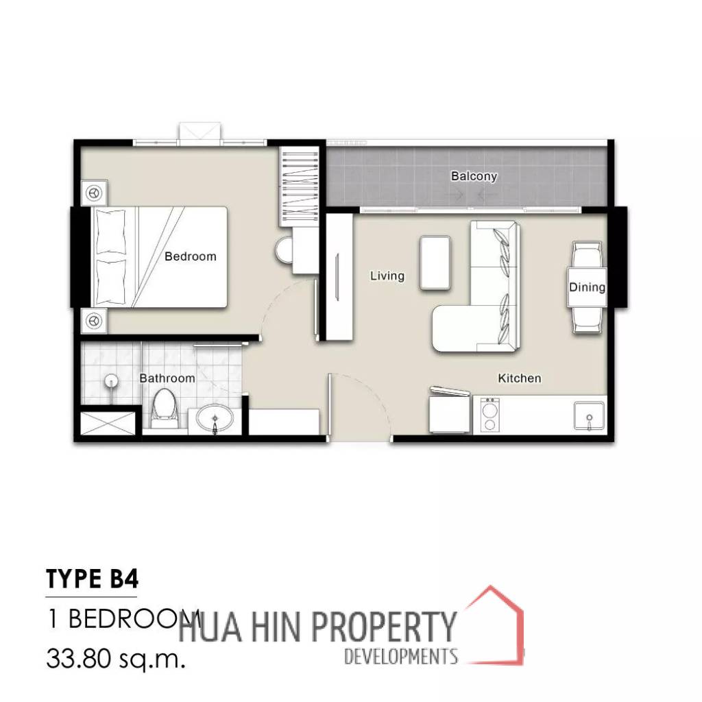 1 Bed 1 Bath 33.80 SQ.M Mira Monte’ Hua Hin 94