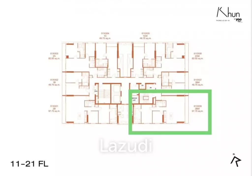 2 Bed 2 Bath 98 SQ.M at KHUN By YOO
