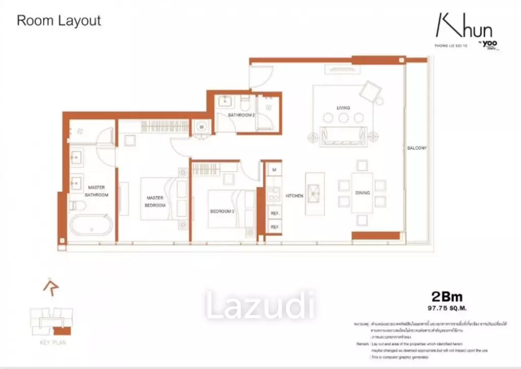 2 Bed 2 Bath 98 SQ.M at KHUN By YOO