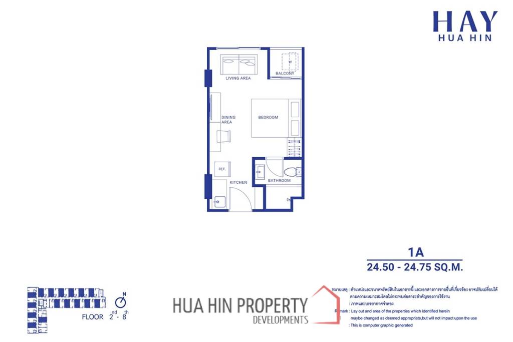 Studio 1 Bath 24.87 SQ.M at Hay Huahin