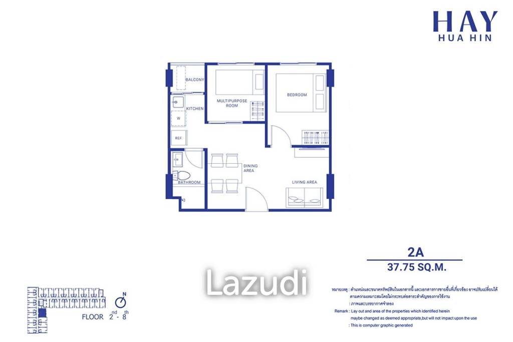 1 Bed 1 Bath 38.97 SQ.M at Hay Huahin