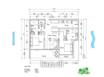 2 Bed 2 Bath 105 SQ.M Gardens of Eden