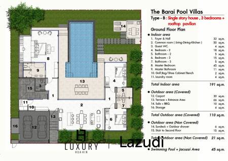 3 Bed 3 Bath 412 SQ.M The Barai Pool Villas