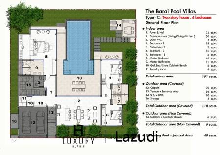 4 Bed 4 Bath 412 SQ.M The Barai Pool Villas