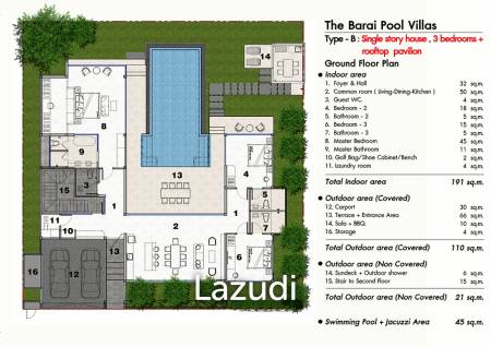 3 Beds 3.5 Baths 369 SQ.M The Birdie Pool Villas Type B, Single Storey House