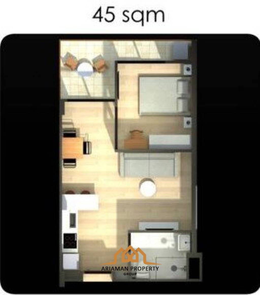 1 Bed 1 Bath 45.01 SQ.M The Bleu Condo