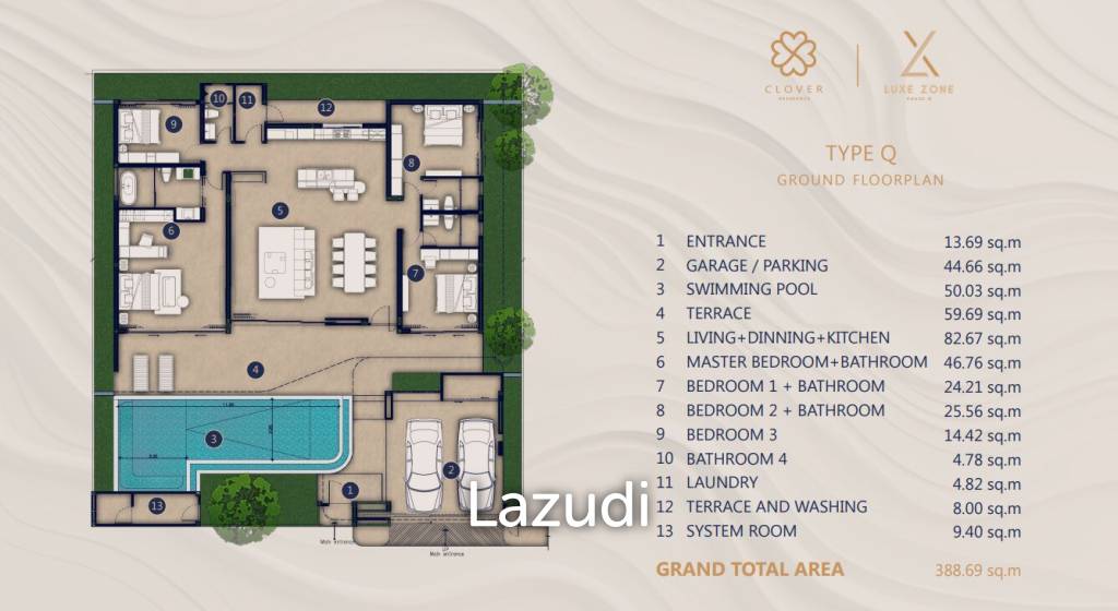 4 Bed 4 Bath 388 SQ.M Clover Residence Luxe Zone Phase III