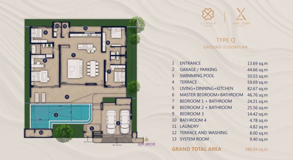 4 Bed 4 Bath 388 SQ.M Clover Residence Luxe Zone Phase III