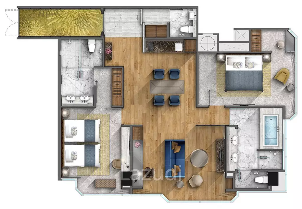 2 Bed 3 Bath 120 SQ.M Lancaster Bangkok