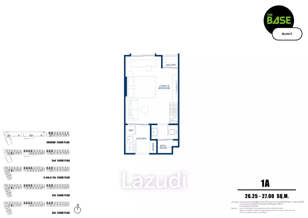 1 Bed 1 Bath 26.25 SQ.M The Base Bukit