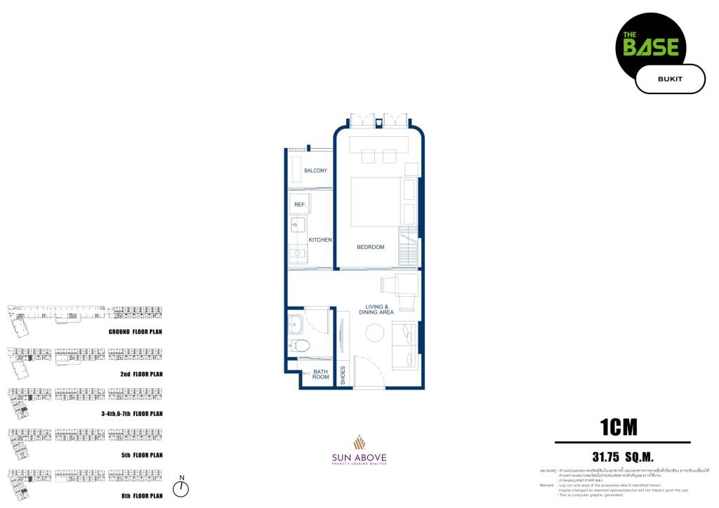 1 Bed 1 Bath 31.75 SQ.M The Base Bukit