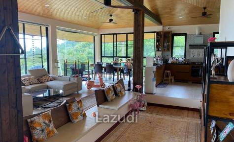 Seaside Opulence: 5-Bedroom Villa in Haad Yao Hills with Ship-Shaped Guest House, Kitchen, Sala, and Vast Landscaped Grounds