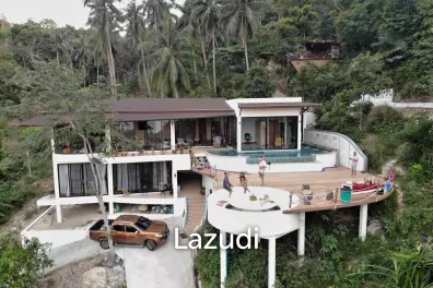 Seaside Opulence: 5-Bedroom Villa in Haad Yao Hills with Ship-Shaped Guest House, Kitchen, Sala, and Vast Landscaped Grounds