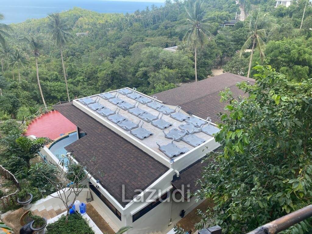 Seaside Opulence: 5-Bedroom Villa in Haad Yao Hills with Ship-Shaped Guest House, Kitchen, Sala, and Vast Landscaped Grounds
